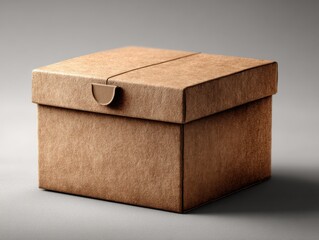 Plain brown cardboard box on light grey background