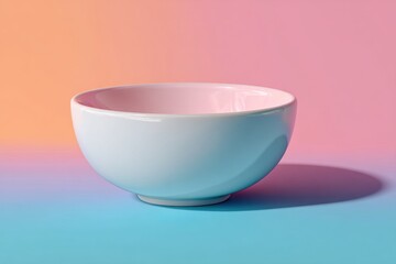 White dinner bowl on a pastel background. high resolution, photorealistic, food prop