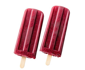 Refreshing homemade berry popsicles kitchen food bright lighting isolated on transparent background