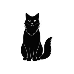 Obraz premium Silhouette of a Longhaired Cat Sitting