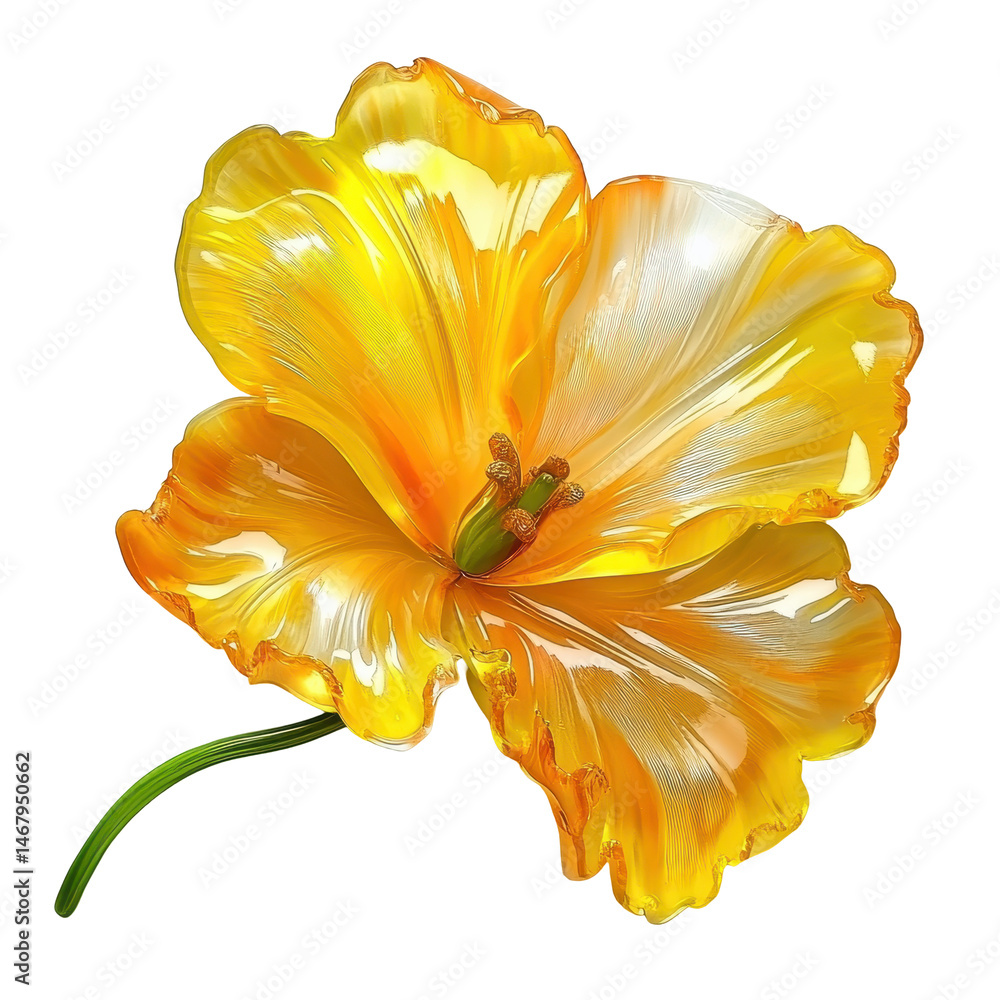 Poster tulip glow isolated on transparent background .