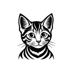 Minimalist Cat Face Illustration Dark Background