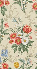 floral pattern on a cloth sheet abstract illustration vector digital design beautiful background wallpaper banner