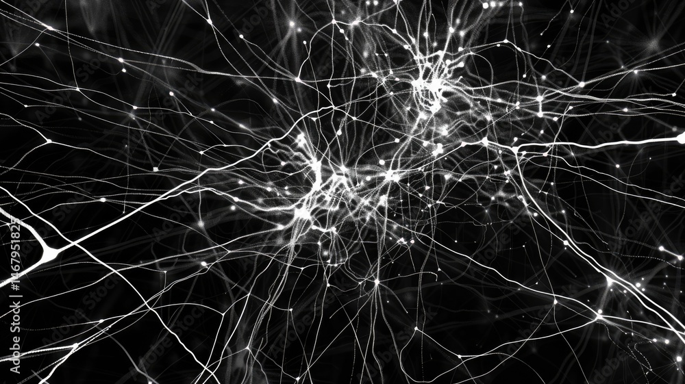 Poster abstract picture of white particle with sparkle atom style design connect and flow show energy dynam