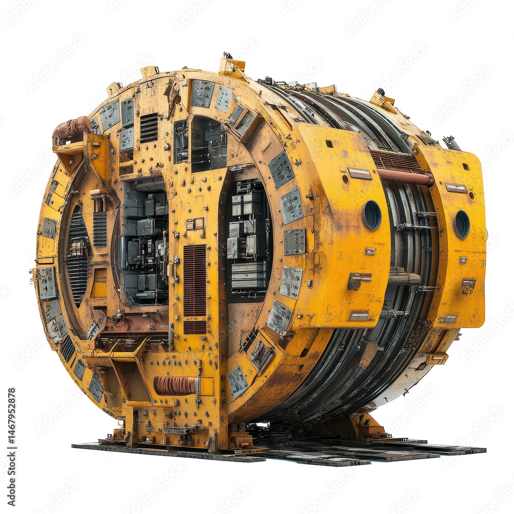 Poster tunnel boring machine isolated on transparent background .