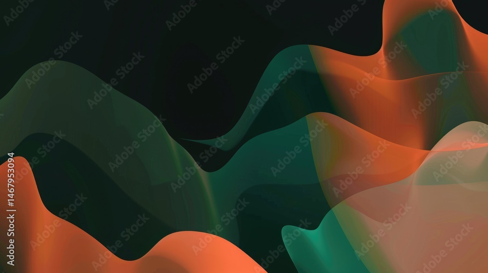 Poster abstract orange color wave flowing express the energetic signal. seamless texture of vividness curve