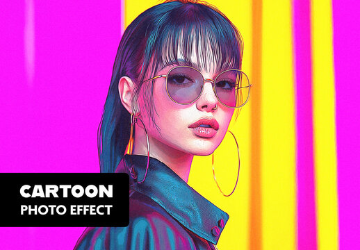 Vibrant Girl Cartoon Portrait Artistic Style Image Effect