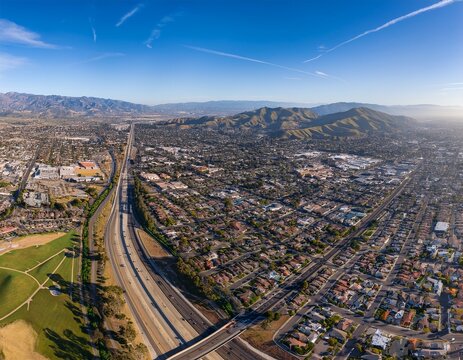 aerial helicopter view of camarillo california cityscape landscape panorama
