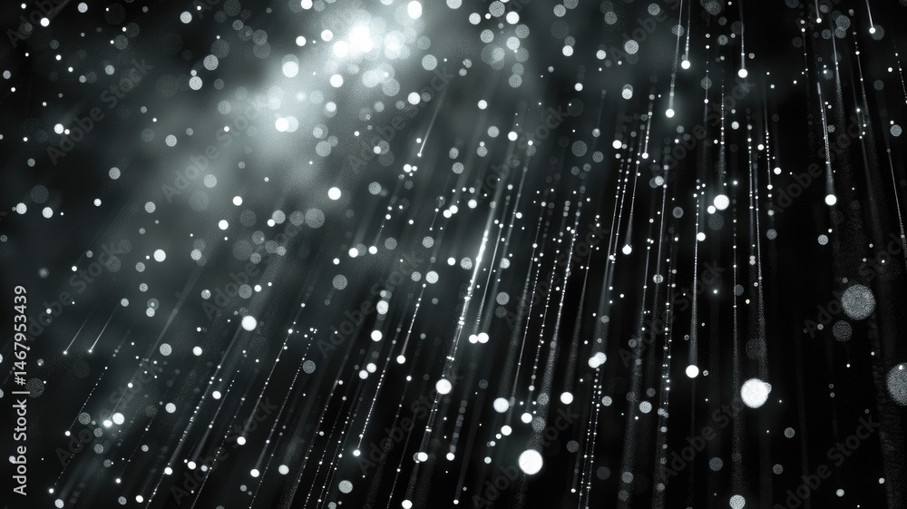 Poster abstract picture micro light sparkling particle represent data flow. vivid flowing wave with high te