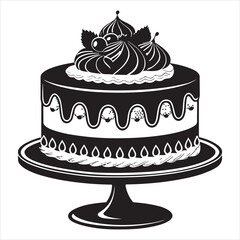 Traditional Cake Silhouette: Delightful Layers of Perfection in black