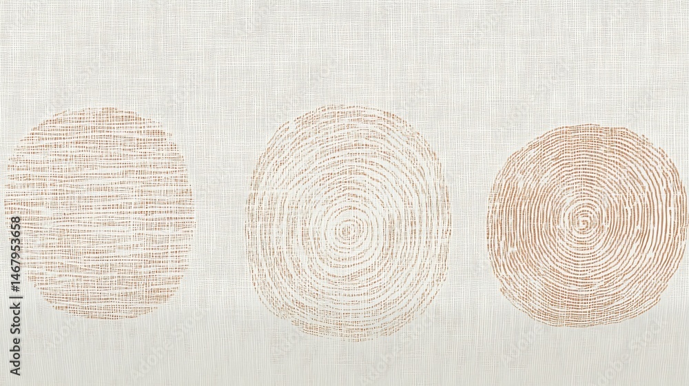 Aufkleber abstract minimalistic textile pattern with circles in neutral tones art