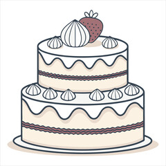 Artboard illustration of a delectable three-layered birthday cake with three candles