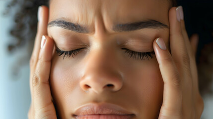 Woman rubbing dry irritated eyes