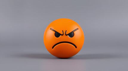 Angry Orange Emoticon With Frowning Face