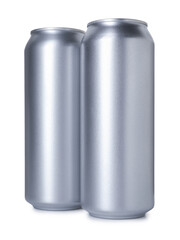 Two blank tin cans isolated on white