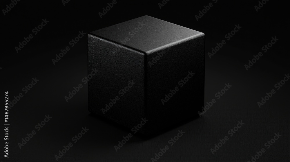 Poster a 3d rendering of a black cube with a glossy finish.