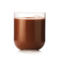 Tasty chocolate milk in glass isolated on white