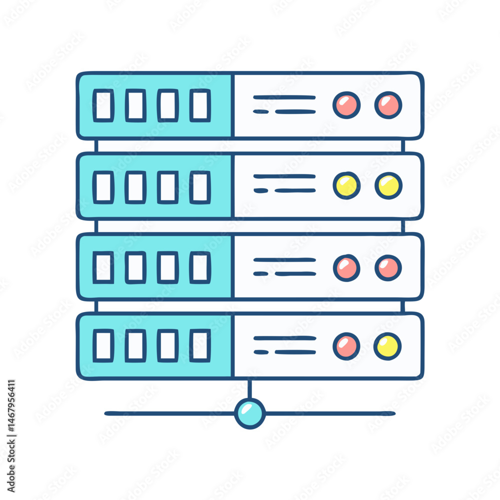  illustration of server data center hosting rack network storage database cloud computing system