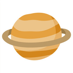 Cartoon Saturn with rings for kids learning