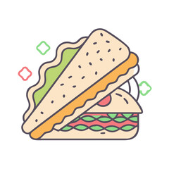 Delicious sandwich with lettuce tomato and cheese vector illustration food design yummy snack toast