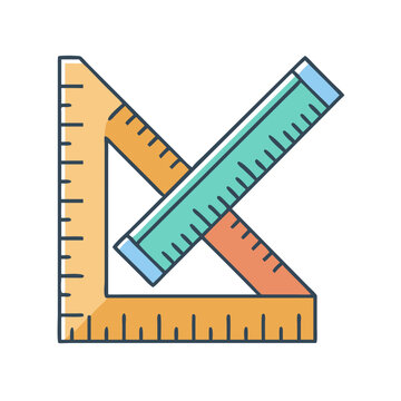 Illustration of ruler set square triangle for geometry math drafting architecture design tool equipment