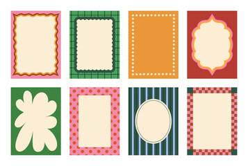 Set of colorful frames and borders. Perfect for creating greeting cards, web design, presentations, packaging design, scrapbooking, advertisement and lifestyle blogs materials. Vector illustration