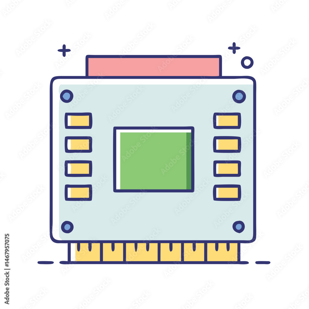 Poster illustrative processor chip computer technology component motherboard cpu circuit board vector desig