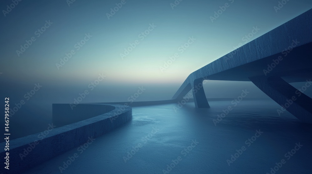 Poster a concrete bridge with curved supports and a smooth surface.