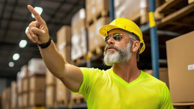 Warehouse operations, A warehouse manager directs operations while overseeing inventory in a busy storage facility.