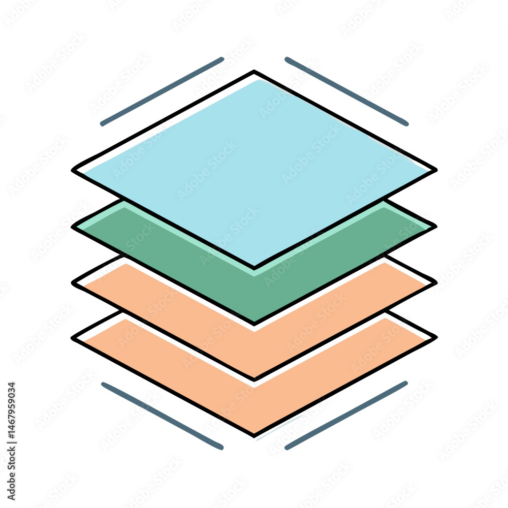 Poster layers stack diagram illustration with color layers concept for design and organization structure