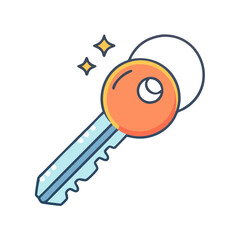 Unlock security with shiny key illustration for access control and protection concept drawing art
