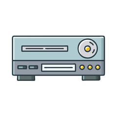 Illustration of a vcr player tape machine video cassette recorder retro device entertainment system