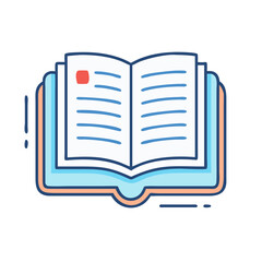 Open book reading study education literature knowledge library learning textbook icon vector design