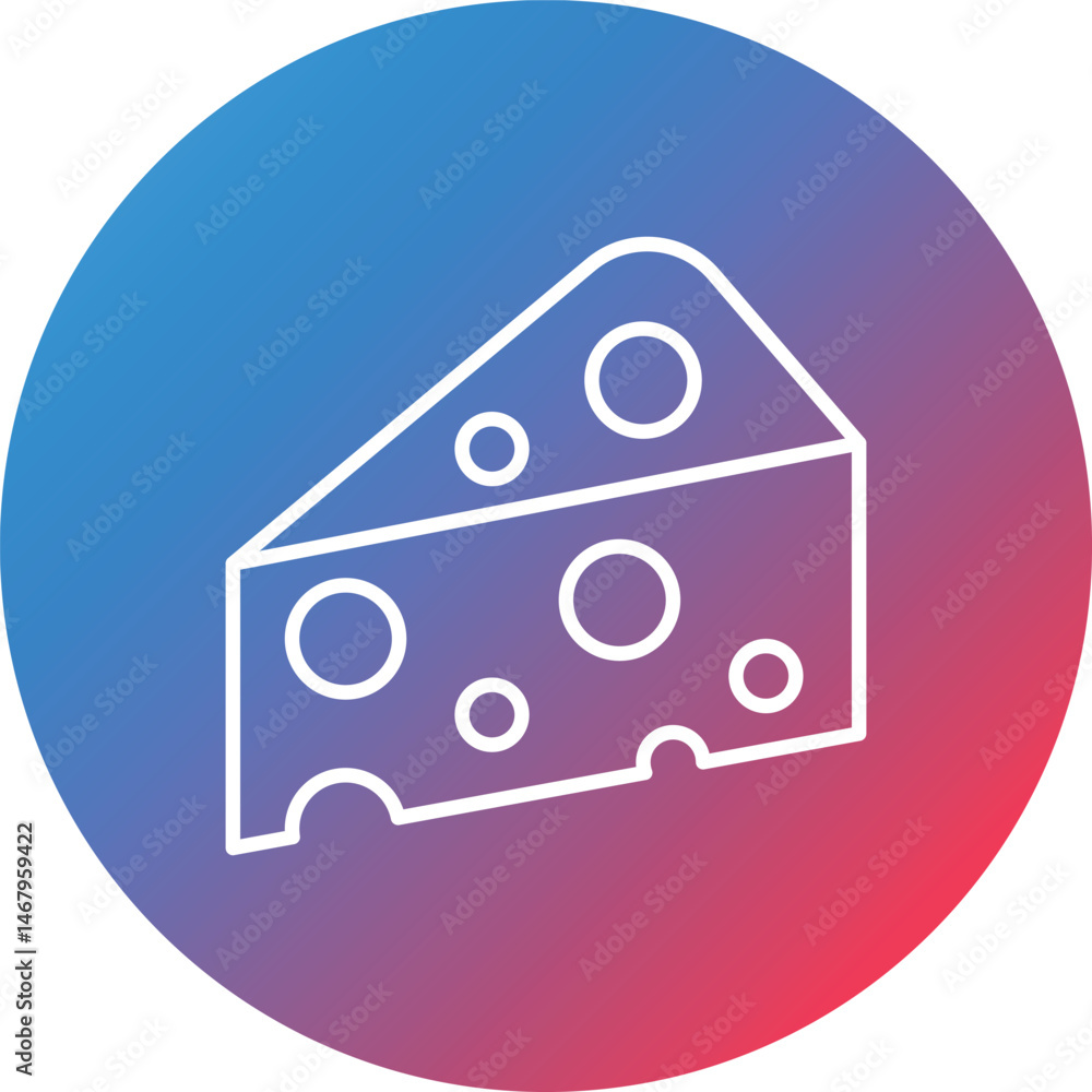 Poster cheese line gradient circle background icon