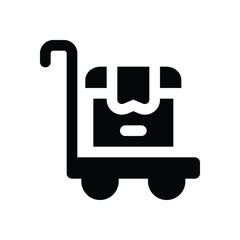 trolley glyph icon. Strong and solid vector icon for websites, mobile interfaces, presentations, and visual branding. High quality and easy to edit.