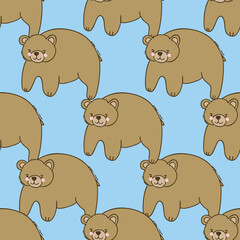 Cute kawaii Woodland Animals Vector Seamless Pattern in Pastel Colors