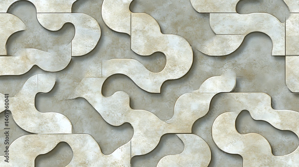 Poster fluid stone interplay: abstract tile design with marble-like texture and shadow