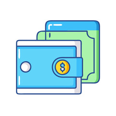 Illustration of wallet with money cash currency finance payment savings investment wealth income