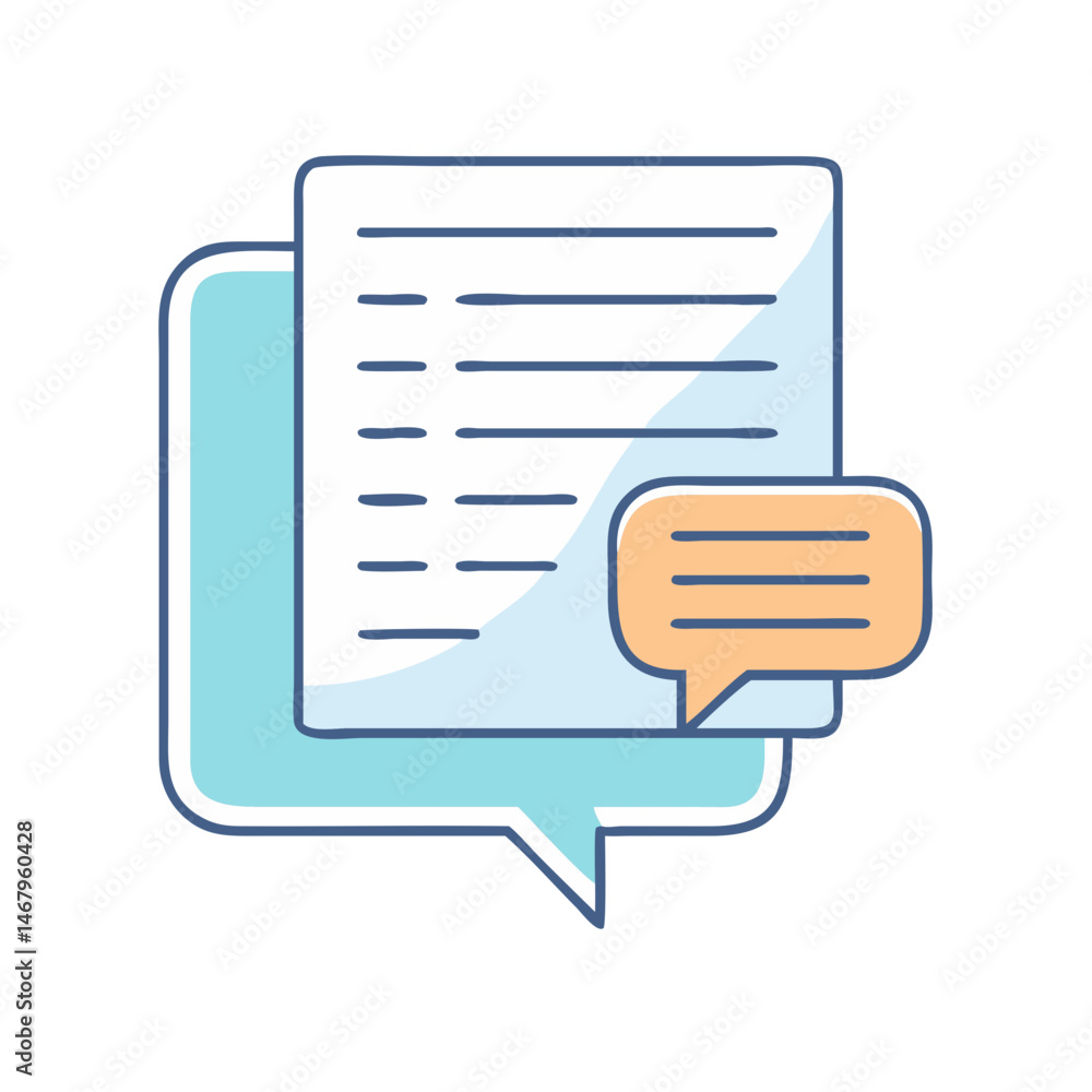 Fototapete document message communication chat bubble icon vector illustration graphic design element paper lis