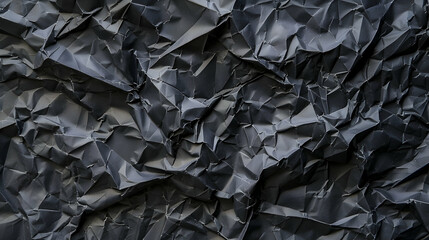 Wrinkled black old wrinkled paper. Dusty cardboard wrapping