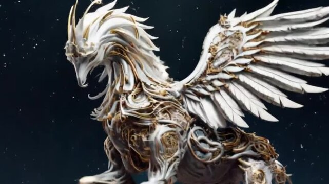 White griffin mode robot machine , ai generative