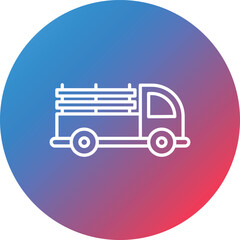 Pickup Truck Line Gradient Circle Background Icon