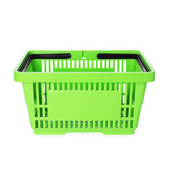 One green shopping basket isolated on white