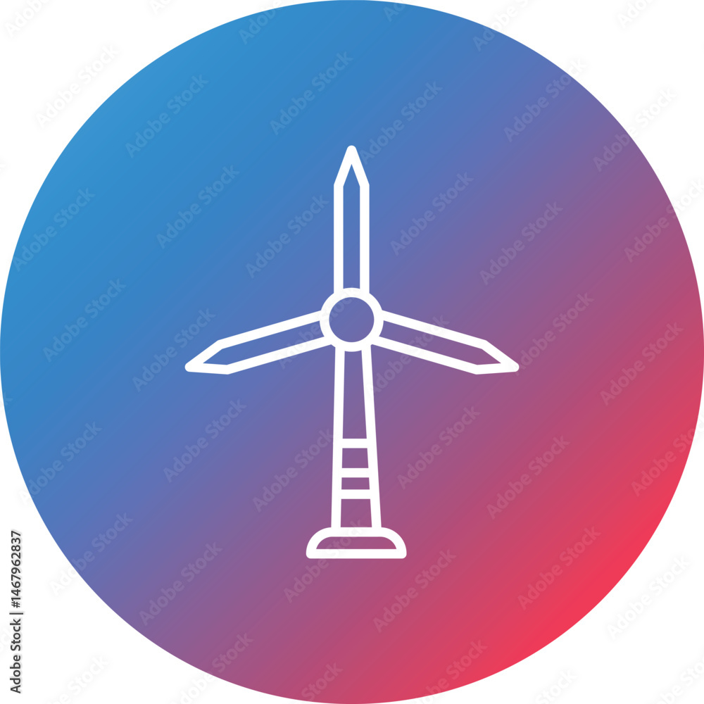 Poster windmill line gradient circle background icon