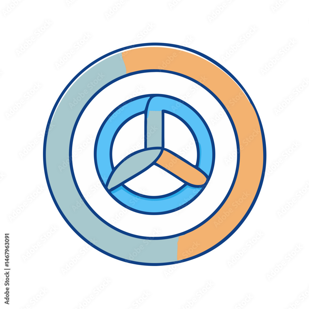 Poster circular diagram with propeller symbol for data analysis and progress tracking visualization