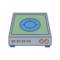 Illustration of a modern single burner electric cooktop stove for kitchen appliance needs