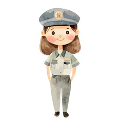 watercolor illustration of girl Prison Office clipart isolated