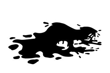 Silhouette, shadow of halloween character, scary flying monster, behemoth. Vector graphics.