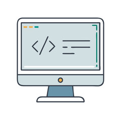 Illustration of computer screen with code for web development programming and software engineering