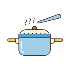 Cooking pot with steam kitchenware food preparation recipe culinary utensil saucepan dinnerware